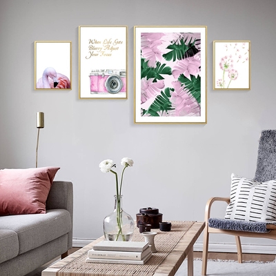 粉色ins北歐清新火烈鳥(niǎo)客廳裝飾畫(huà) 為你的家注入靈動(dòng)與時(shí)尚